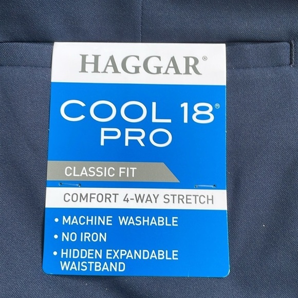 Haggar Men’s Navy Big & Tall Cool 18 Pro Classic-Fit Suit Dress Pants - NWT - Picture 4 of 8